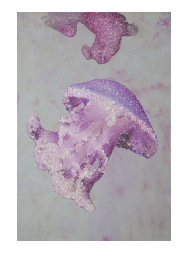 Cuadro mural hecho a mano con aplicaciones medusa -a- cm 80x3,8x120