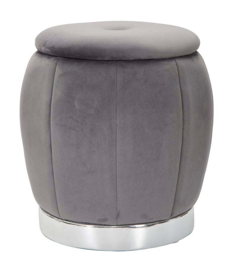 Puff/almacenamiento paris grigio/plata cm ø 43x43