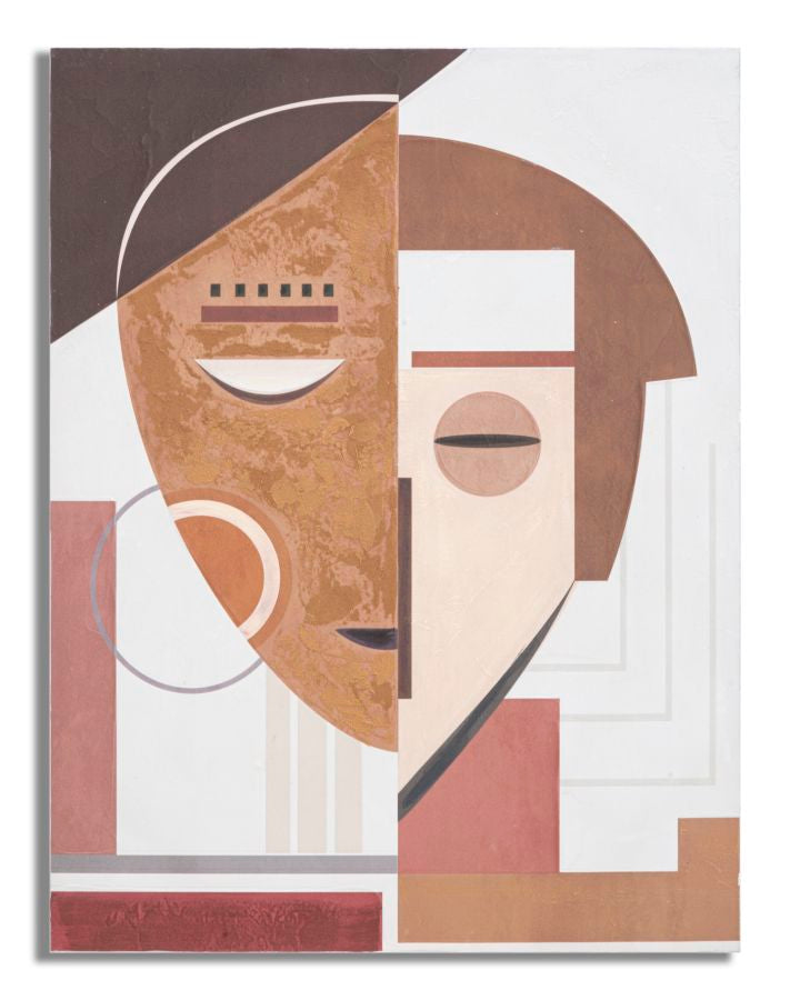 Cuadro mural hecho a mano rostro étnico cm 60x2,7x80