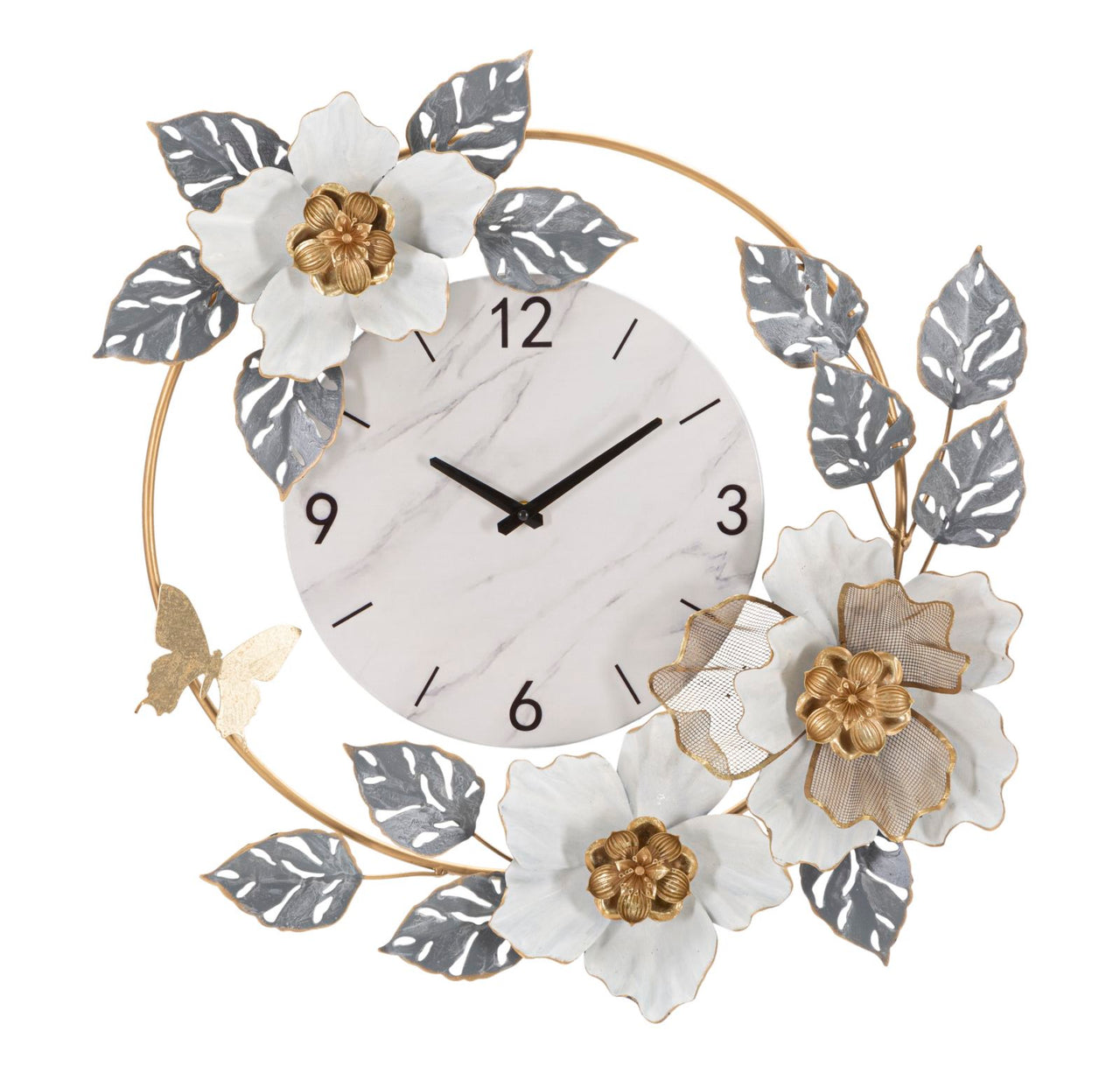 Reloj de pared flores cm 64x8x64