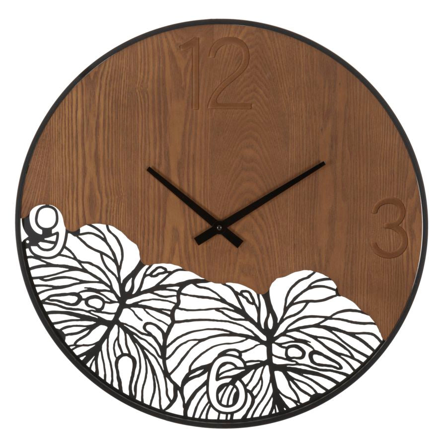 Reloj de pared madera/hoja cm ø 60x2