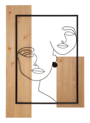 Panel de pared caras de hierro y madera cm 63x2x90