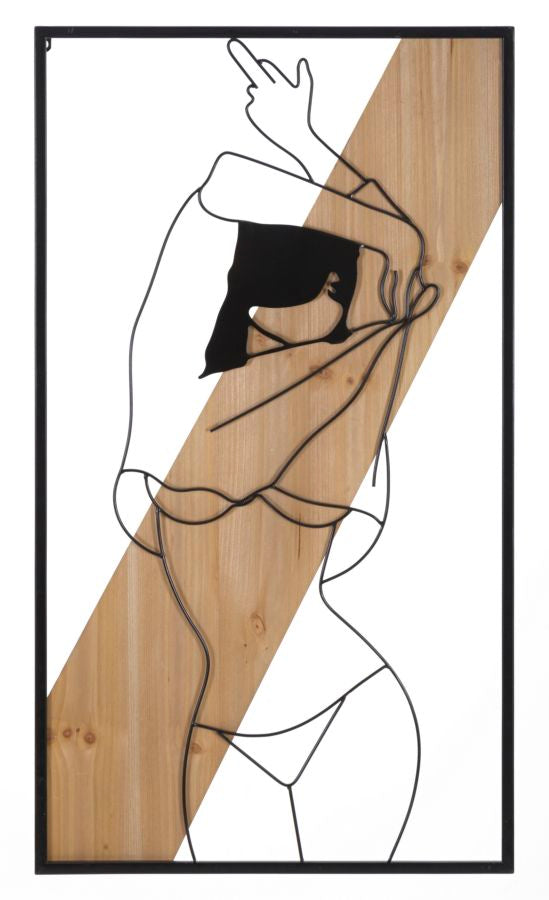 Listón de panel de pared -a- hierro y madera cm 50x2x90    