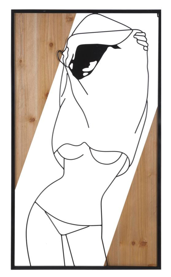 Listón de panel de pared -b- hierro y madera cm 50x2x90    