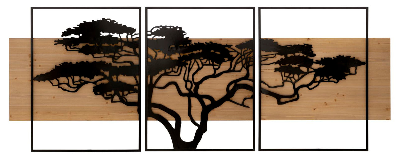 Panel de pared lagos hierro y madera set 3 piezas cm 204x2x80 (72x2x80-60x2x80)