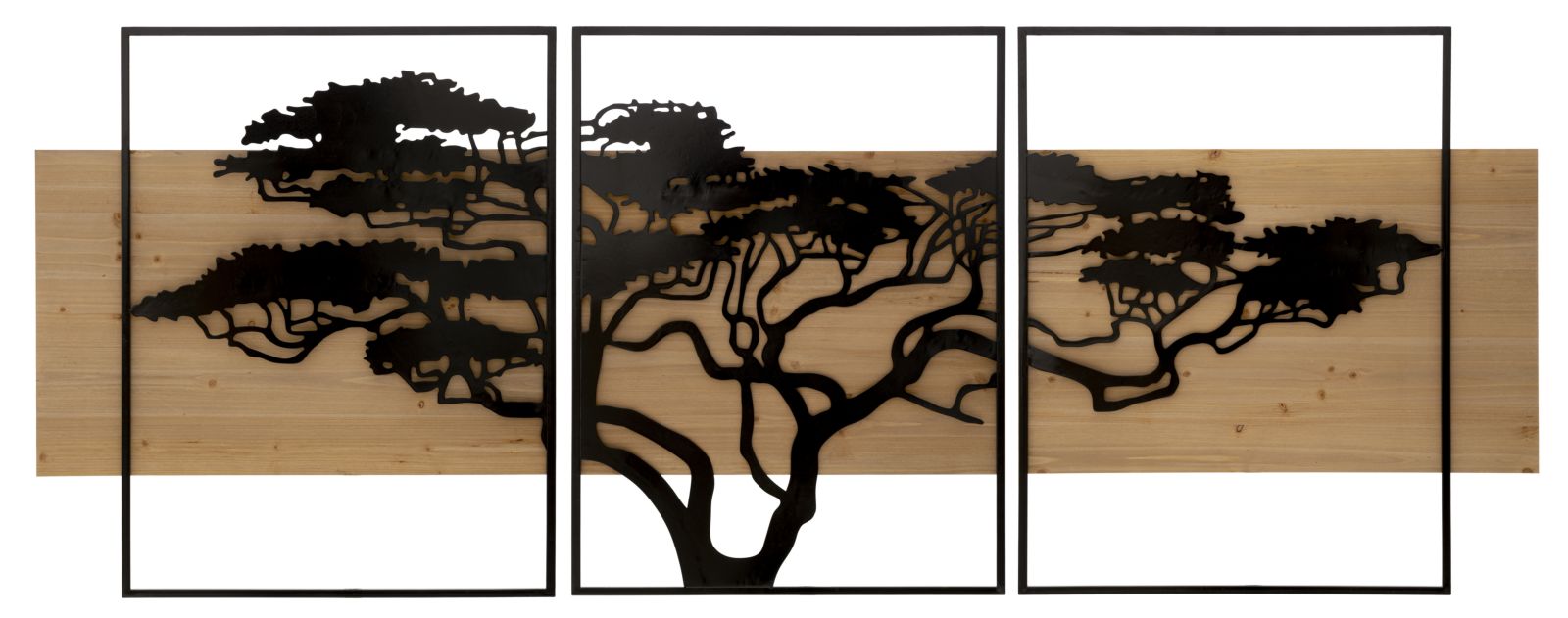 Panel de pared lagos hierro y madera set 3 piezas cm 204x2x80 (72x2x80-60x2x80)