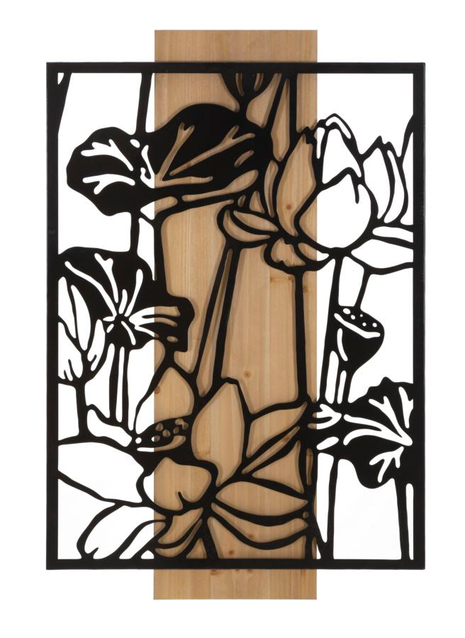 Panel de pared lotus hierro y madera cm 60x2x90