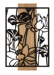 Panel de pared lotus hierro y madera cm 60x2x90