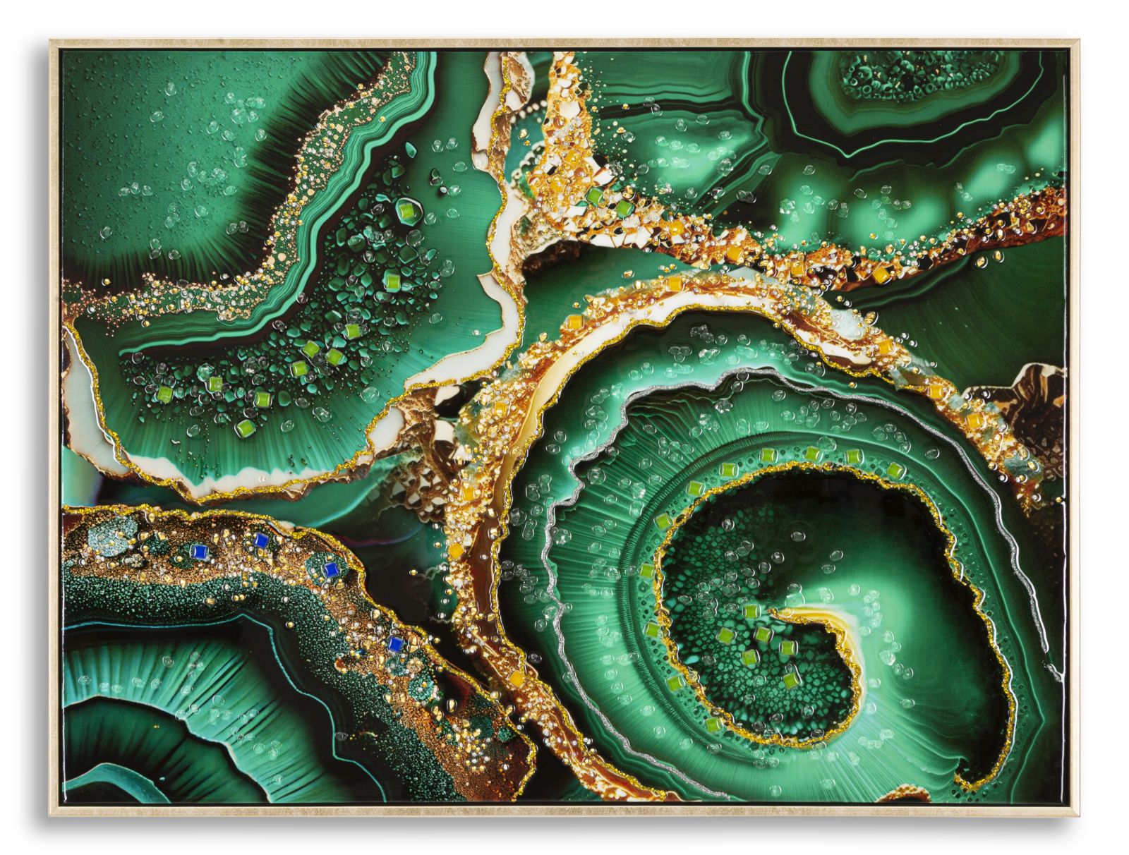 Panel de pared lacado con marco esmeralda -a- cm 82x4x62