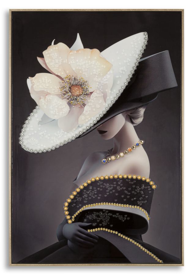 Panel de pared lacado con marco sombrero de Viena -b- cm 62x4x92