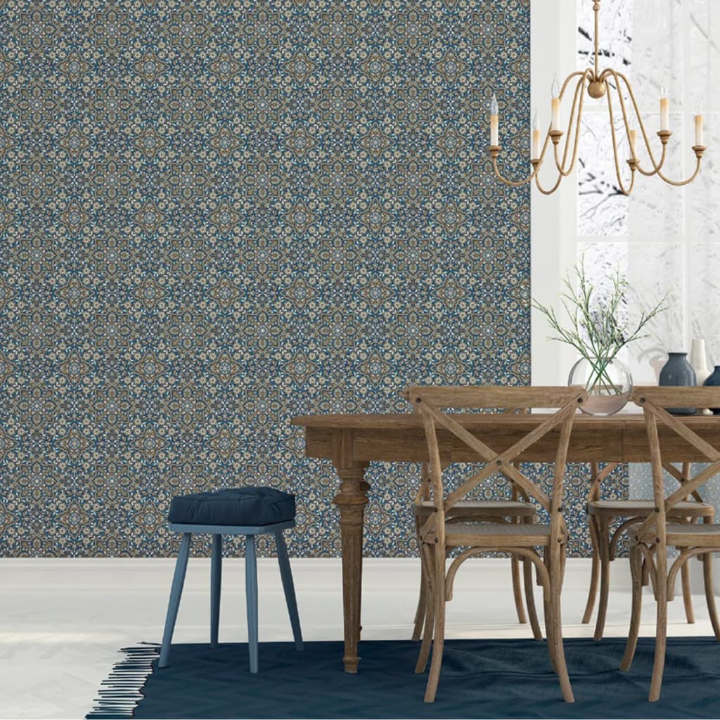 Noordwand Papel de pared Homestyle Portugese Tiles marrón y azul