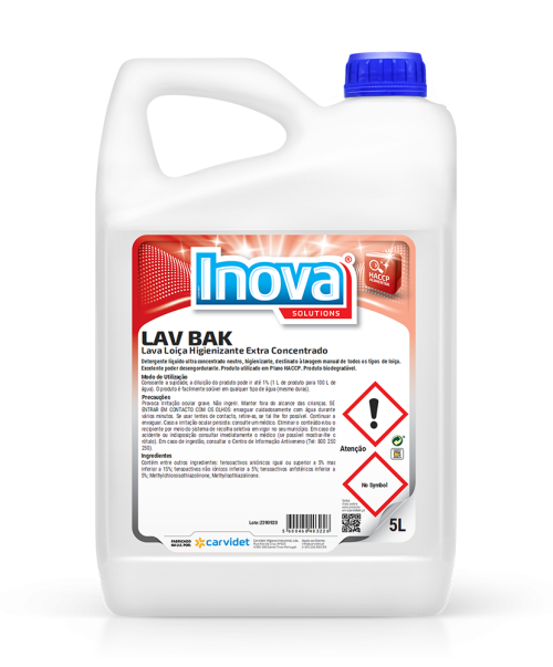 Lavavajillas manual LAV BAK Carvidet, higienizante extra concentrado de pH neutro para lavado a mano - Vetonek