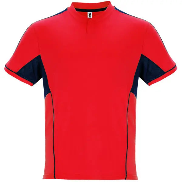 Conjunto deportivo unisex con combinación de tres tejidos, camiseta con cuello mao y apertura mediante broche de presión, interior de la manga en tejido transpirable y paneles laterales Vetonek Vetonek