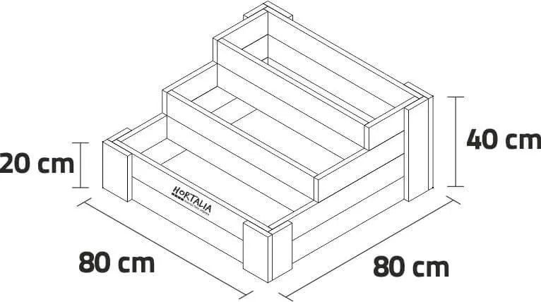 Cajón de Cultivo Escalera 80x80cm. 140L - Vetonek