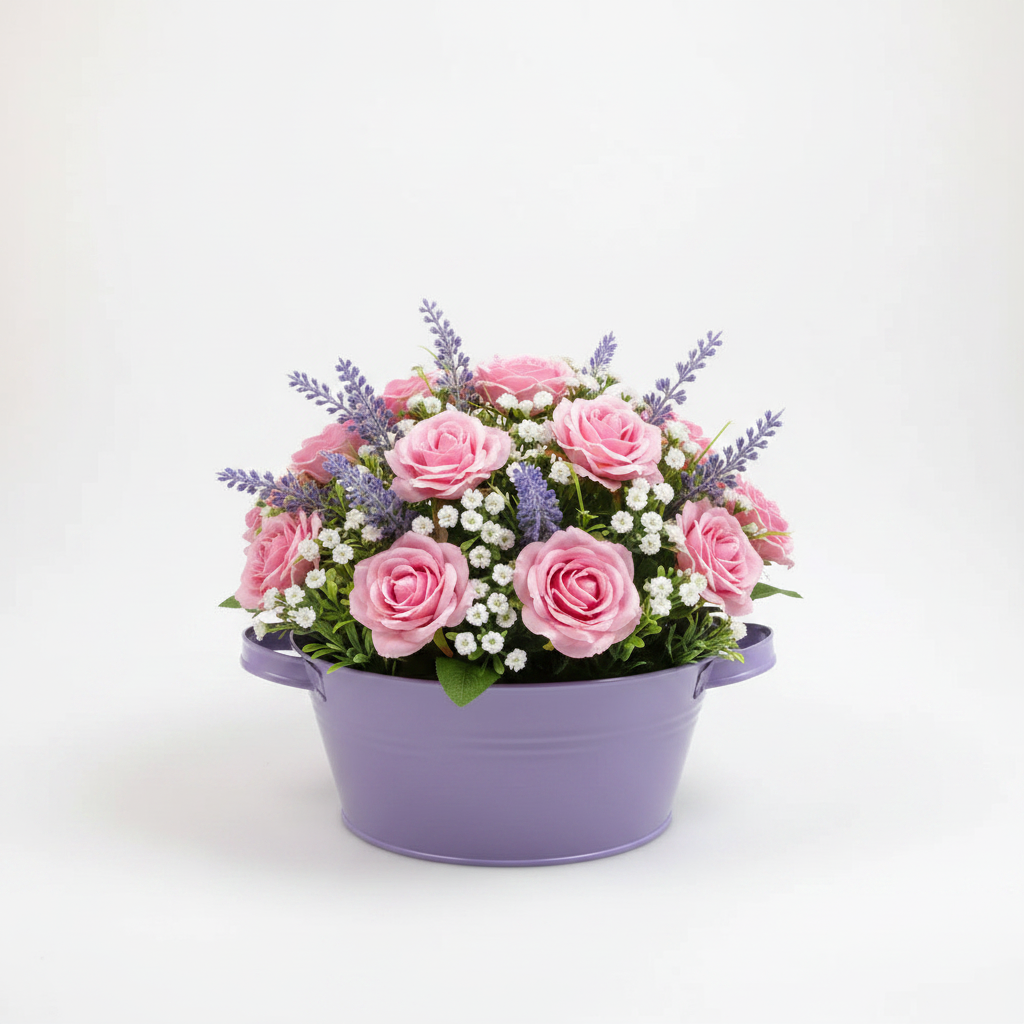 Zinc Tub 1.5l m/handles d22 h9.5 w17 cm Purple pastel