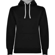 Sudadera entallada de corte femenino con capucha bicolor de doble tejido, con cordón contrastado ajustable, cubrecosturas en el cuello y bolsillo canguro Vetonek Vetonek