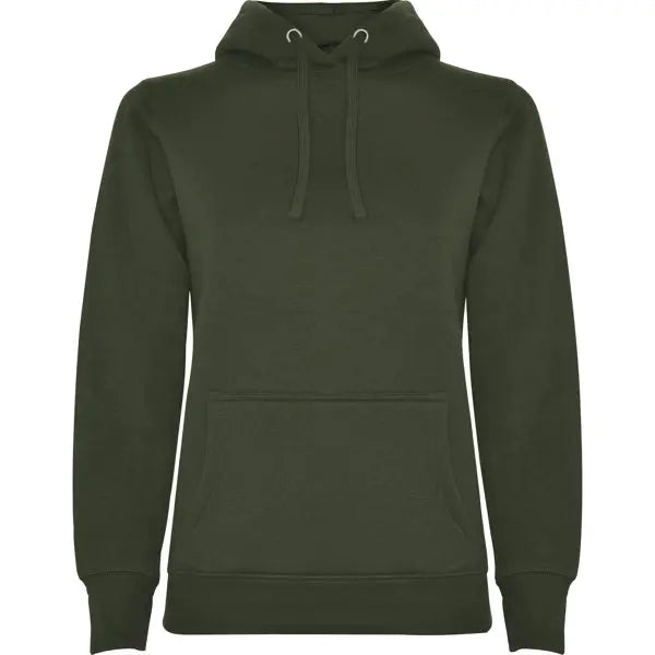 Sudadera entallada de corte femenino con capucha bicolor de doble tejido, con cordón contrastado ajustable, cubrecosturas en el cuello y bolsillo canguro Vetonek Vetonek