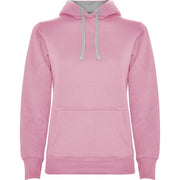Sudadera entallada de corte femenino con capucha bicolor de doble tejido, con cordón contrastado ajustable, cubrecosturas en el cuello y bolsillo canguro Vetonek Vetonek