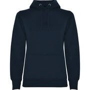 Sudadera entallada de corte femenino con capucha bicolor de doble tejido, con cordón contrastado ajustable, cubrecosturas en el cuello y bolsillo canguro Vetonek Vetonek