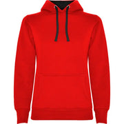 Sudadera entallada de corte femenino con capucha bicolor de doble tejido, con cordón contrastado ajustable, cubrecosturas en el cuello y bolsillo canguro Vetonek Vetonek
