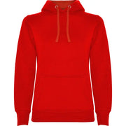 Sudadera entallada de corte femenino con capucha bicolor de doble tejido, con cordón contrastado ajustable, cubrecosturas en el cuello y bolsillo canguro Vetonek Vetonek