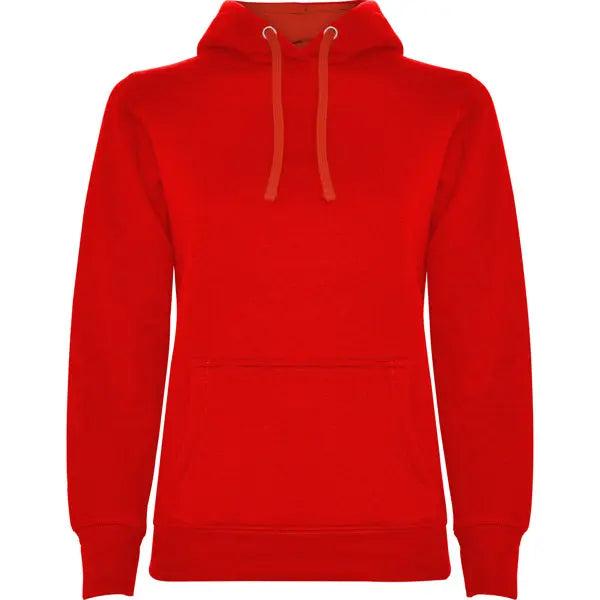 Sudadera entallada de corte femenino con capucha bicolor de doble tejido, con cordón contrastado ajustable, cubrecosturas en el cuello y bolsillo canguro Vetonek Vetonek