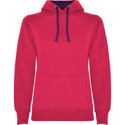Sudadera entallada de corte femenino con capucha bicolor de doble tejido, con cordón contrastado ajustable, cubrecosturas en el cuello y bolsillo canguro Vetonek Vetonek