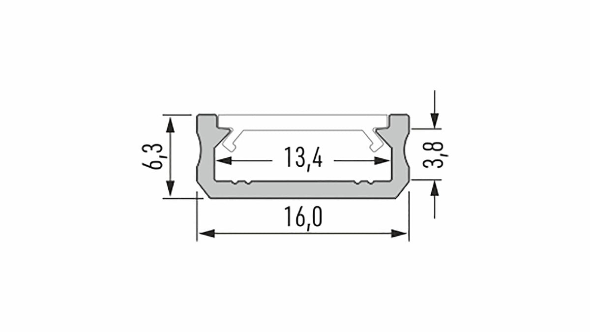 Perfíl Aluminio KIMERA-"Tipo D" Anodizado Negro con Difusor Negro,Tapones y Clips Sujección 2,02M — Vetonek (2)
