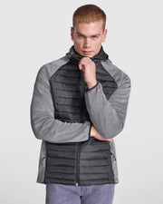 Chaqueta de hombre combinada en dos tejidos: Capucha fija ajustada Vetonek