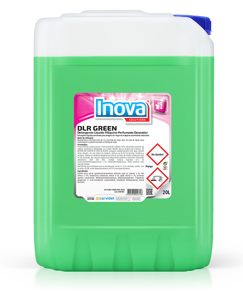 Detergente líquido DLR GREEN Carvidet, para dosificador automático de lavandería industrial - Vetonek