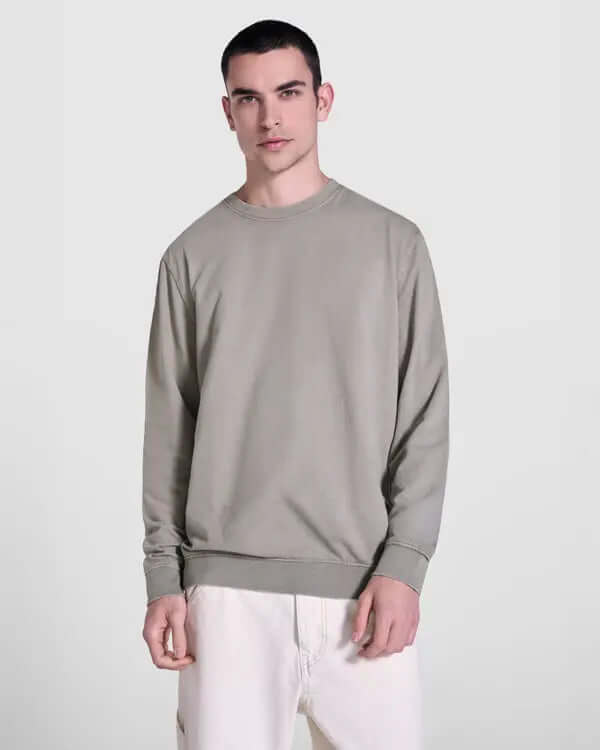 Sudadera unisex con cuello redondo 100% algodón Terry lavado al ácido Vetonek