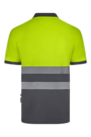 Polo bicolor de alta visibilidad manga corta reciclado GRS Velilla 305533, combinación de color - Vetonek