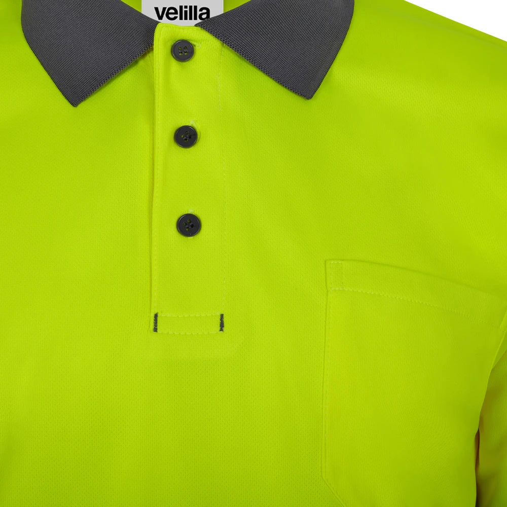 Polo bicolor de alta visibilidad manga corta reciclado GRS Velilla 305533, combinación de color - Vetonek