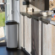 Lixeira decorativa oval prateada com pedal 40l v0004 Vetonek