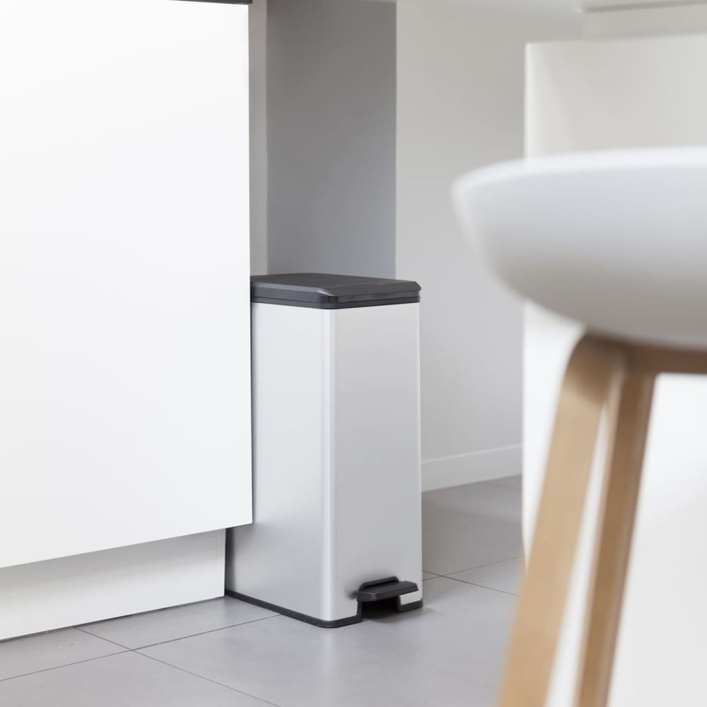 Lixeira fina com pedal Deco 40 l prateada v0007 Vetonek