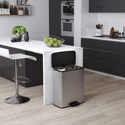 Lixeira de pedal duplo prateada 26l+26l v3033 Vetonek