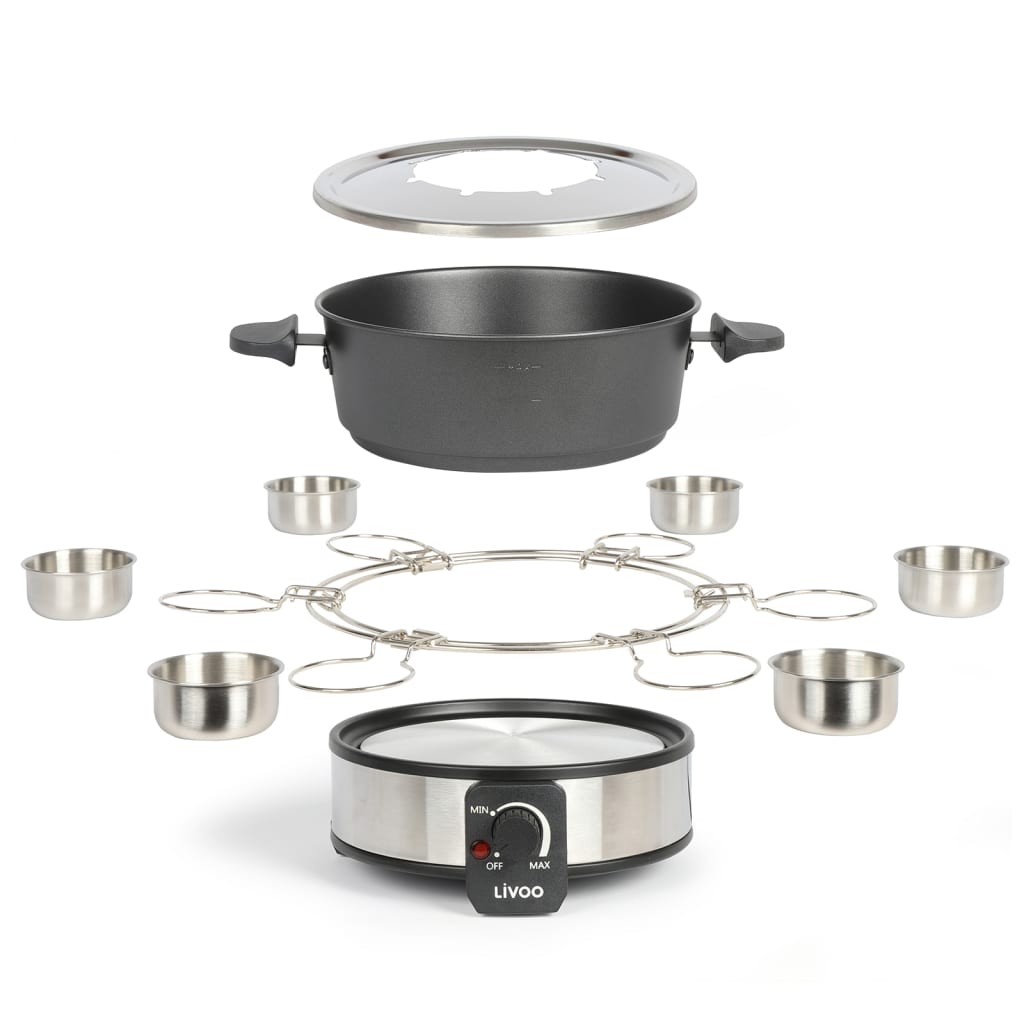 Livoo Olla de fondue eléctrica para 8 personas negro 1,8 L 1000 W