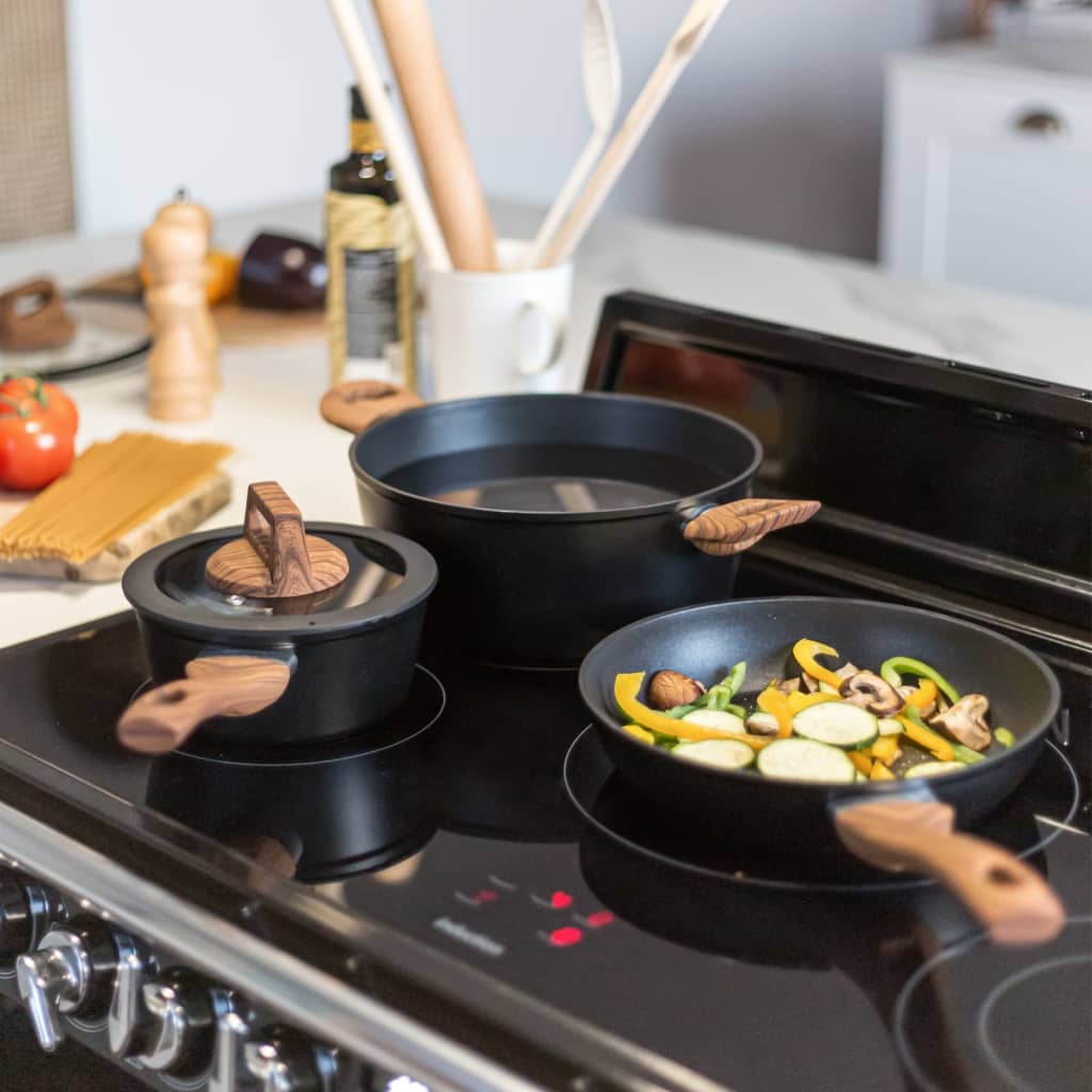 Livoo Batería de cocina de 5 piezas aluminio negro