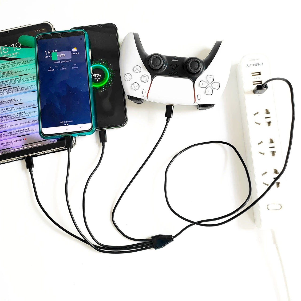 1 meter USB one to four TYPE C charging cables for charging 4 TYPE C phones, tablets, etc - Vetonek