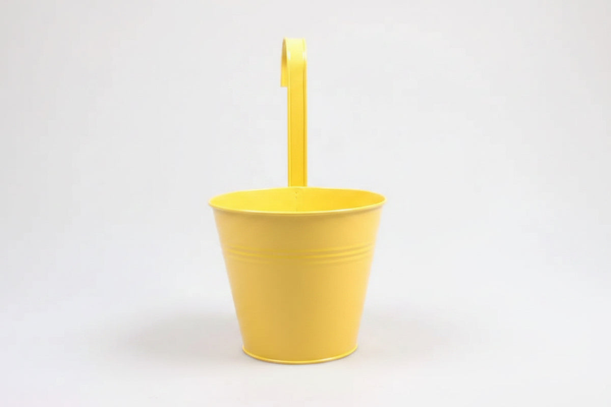 Macetero colgante de zinc amarillo de 1,5 litros y 16 cm de diámetro - Vetonek