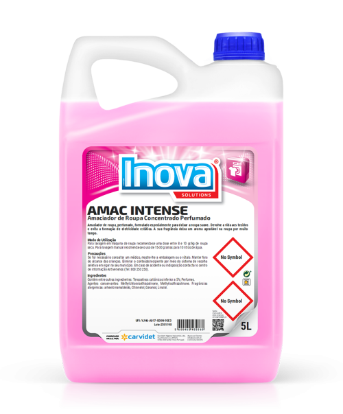 Suavizante concentrado AMAC INTENSE Carvidet, para dosificación manual o automática en lavandería - Vetonek