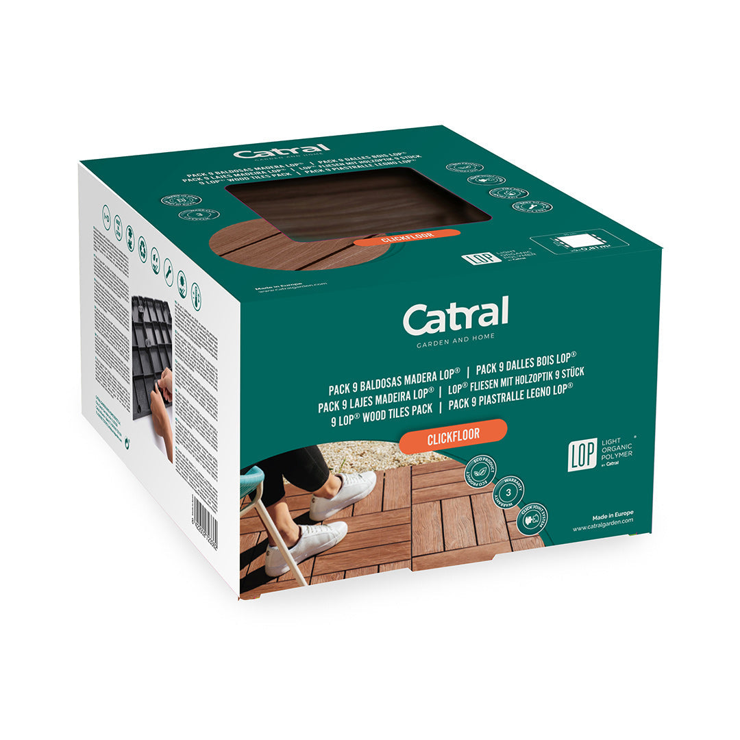 Pack de 9 Baldosas Clickfloor Madera Lop Marrón - Ecológicas y Resistentes Vetonek