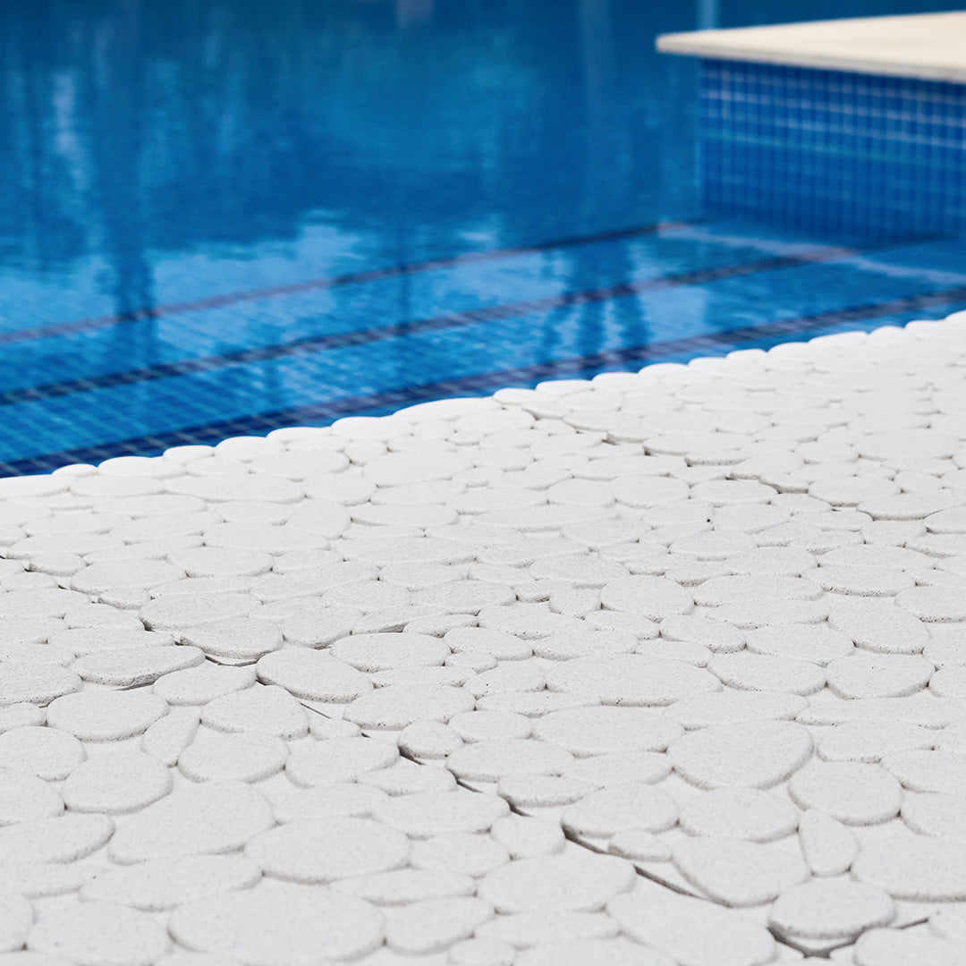 Pack of 9 White LOP Stone Clickfloor Tiles for Exterior Vetonek