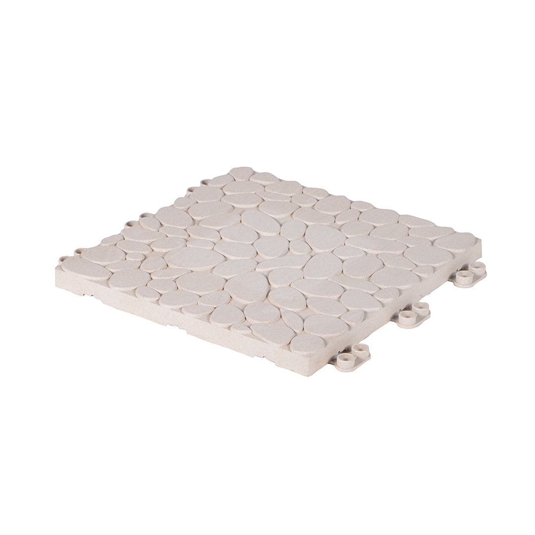 Pack of 9 White LOP Stone Clickfloor Tiles for Exterior Vetonek