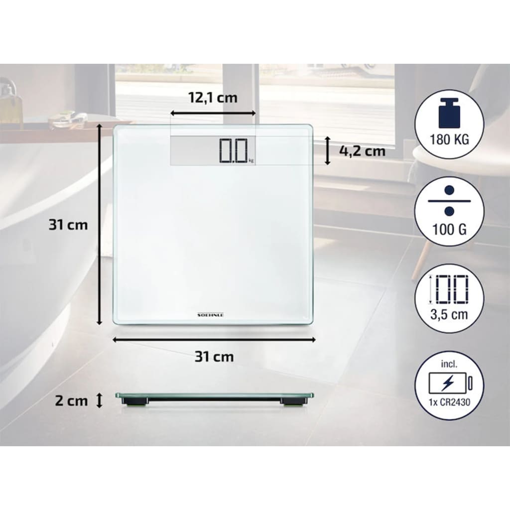 Soehnle Báscula de baño Style Sense Comfort 100 180 kg blanca 63853