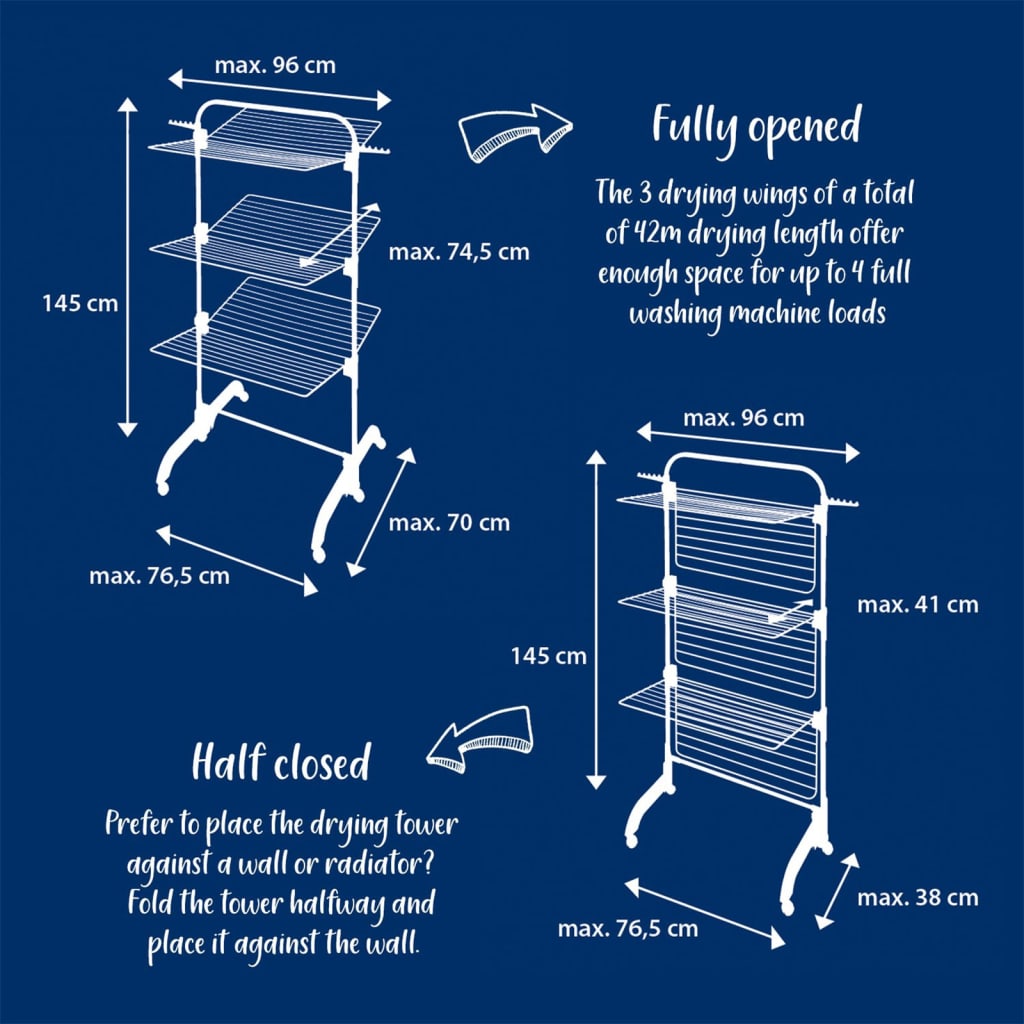 Leifheit Tendedero vertical Comfort Tower 420 blanco vidaXL