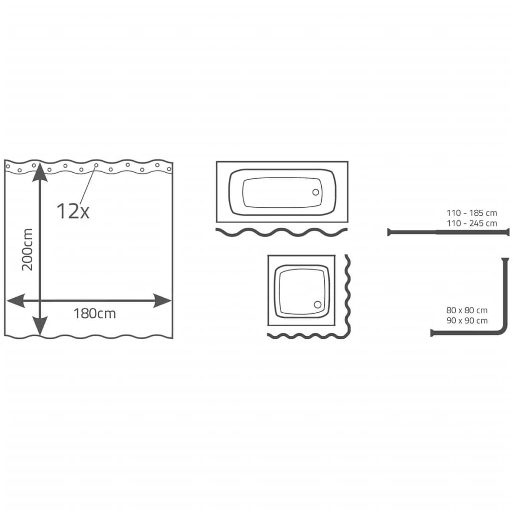 Rideau de douche ridder 180x200 cm