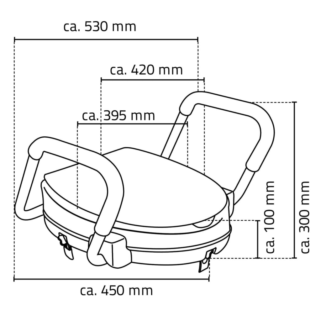 RIDDER Asiento de inodoro con barra de agarre blanco 150 kg A0072001