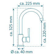 SCHÜTTE Grifo monomando cocina con caño redondo CORNWALL dorado mate - Vetonek