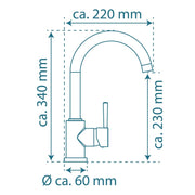 Grifo mezclador de fregadero con caño redondo unicorn cromado v7555 - Vetonek